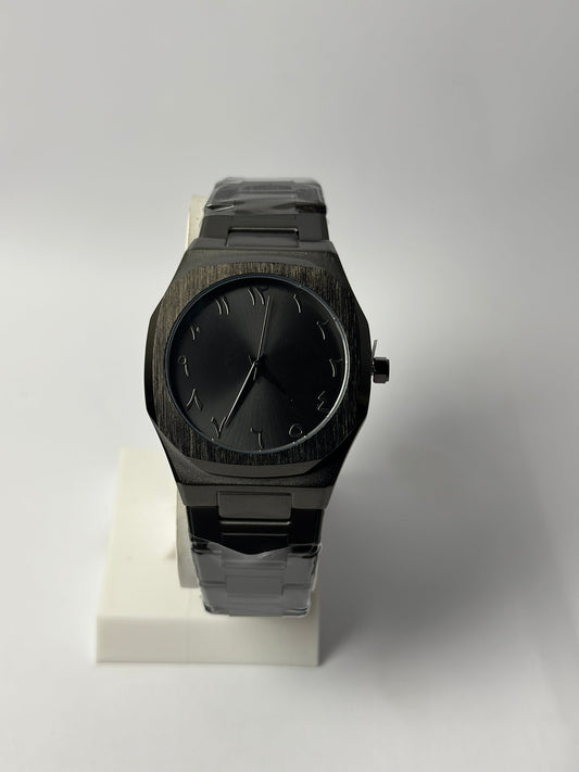 Metallic Black Arabic Aura Watch